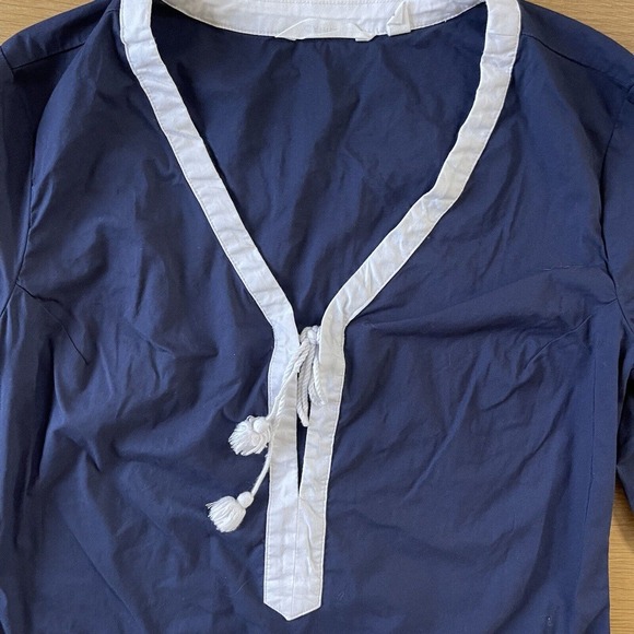 Women's Athleta Size S Navy White Embroidered Coverup Dress Long Sleeve - Picture 4 of 9